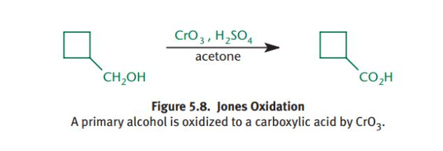 <p>Chromium trioxide (CrO3) is dissolved with dilute sulfuric acid and acetone. This is a very strong oxidizing agent and it turns primary alcohols into carboxylic acids and secondary alcohols into ketones. </p>