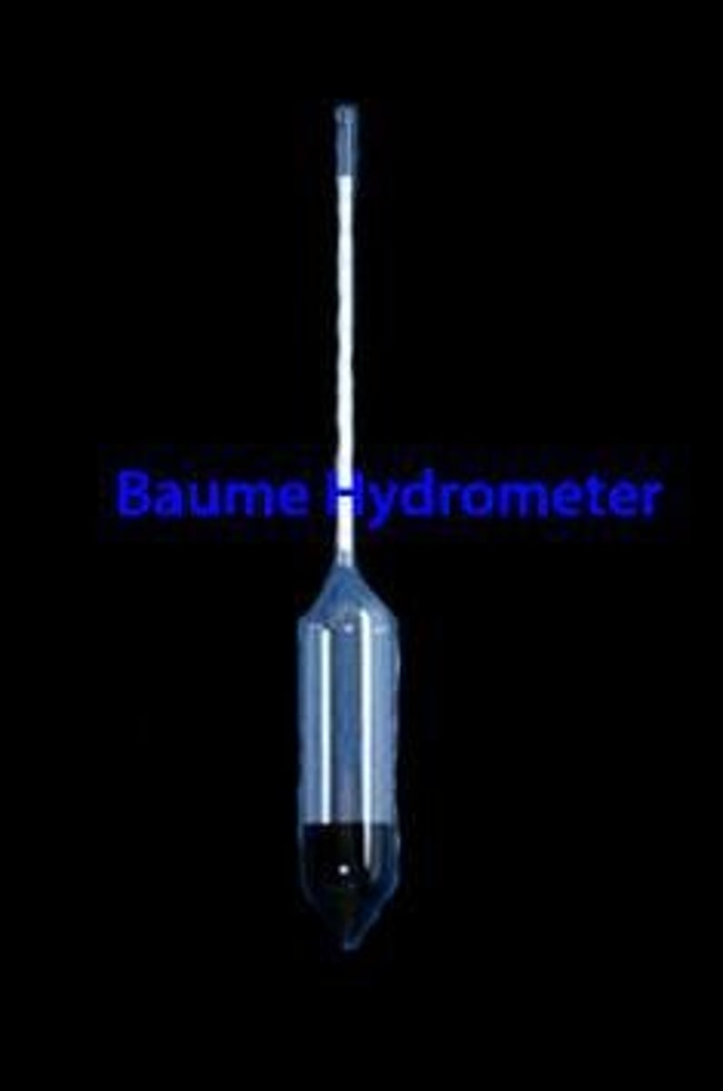 <p>1. Baume Hydrometer 2. Alcoholometer 3. Twadell's Hydrometer 4. Cartier's Hydrometer.</p>