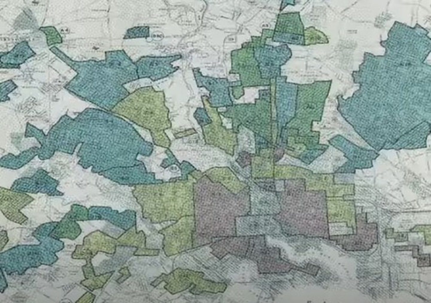 <p>The map visually represents demographic divisions in neighborhoods, highlighting how race and ethnicity influence residential patterns.</p>