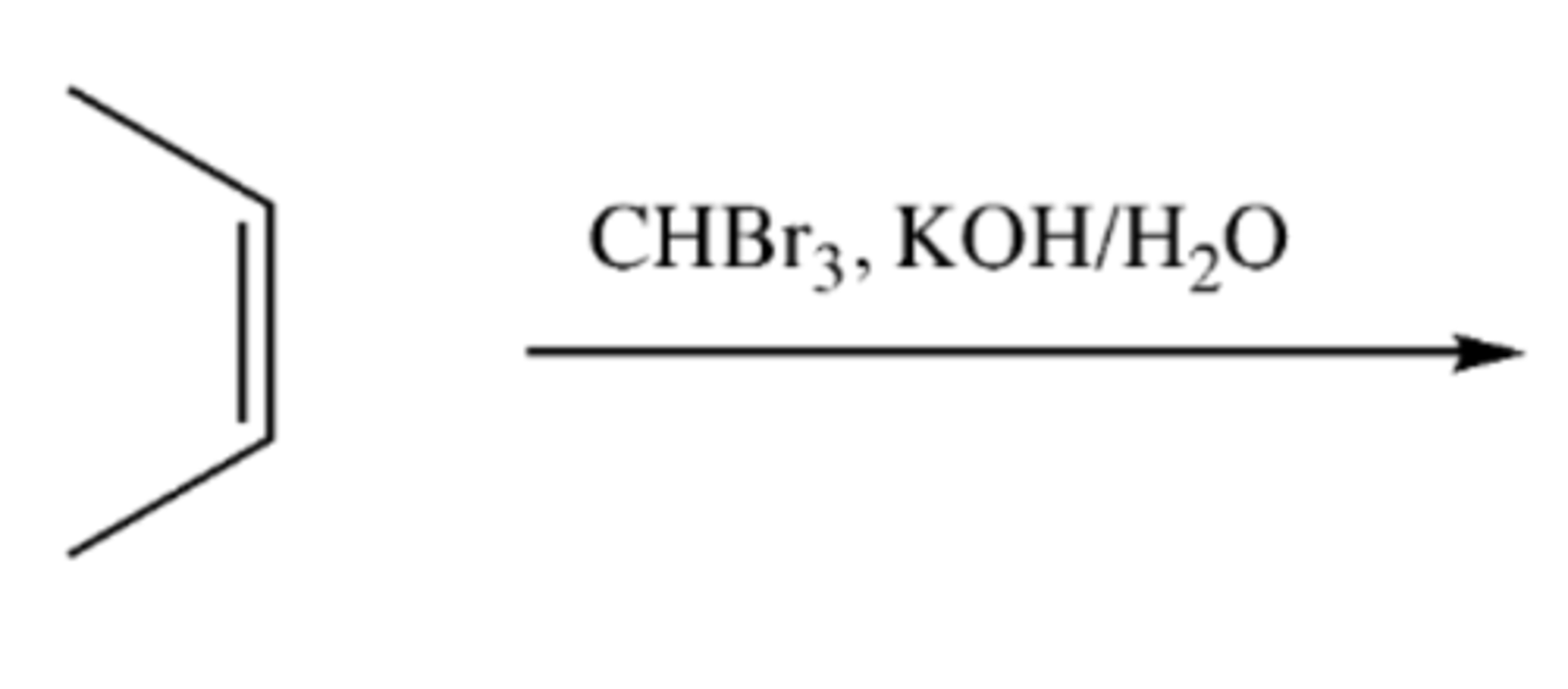 <p>alkene + CHBr3, KOH/H20</p>