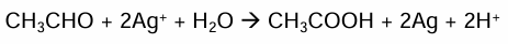 <ul><li><p>Tollens reagent is formed by mixing aqueous ammonia and silver nitrate. Forming a complex ion Ag(NH<sub>3</sub>)<sub>2</sub><sup>+</sup> </p></li><li><p>Only aldehydes are oxidised by tollens reagent into a carboxylic acid. Silver ions are reduced to silver atoms </p></li><li><p>With aldehydes a silver mirror forms inside the test tube. Ketones result in no visible change </p></li></ul><p></p>