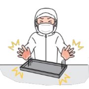 <p>オーブンの鉄板(てっぱん)を別(べつ)の作(さく)業台(ごうだい)に移(うつ)そうとしたとき、鉄板(てっぱん)が高温(こうおん)であることが分(わ)からないで素手(すで)で触(さわ)りそうになった</p>