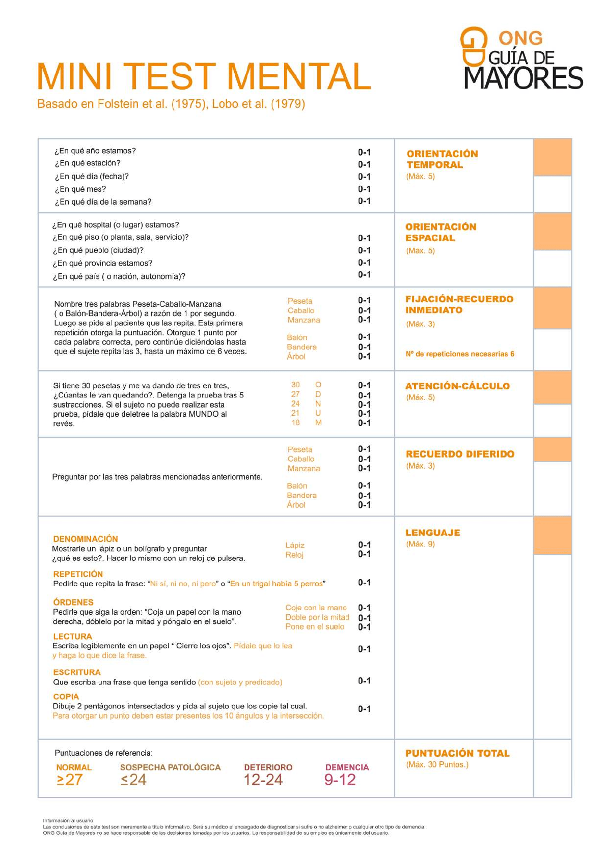 <p>Mini mental test</p>