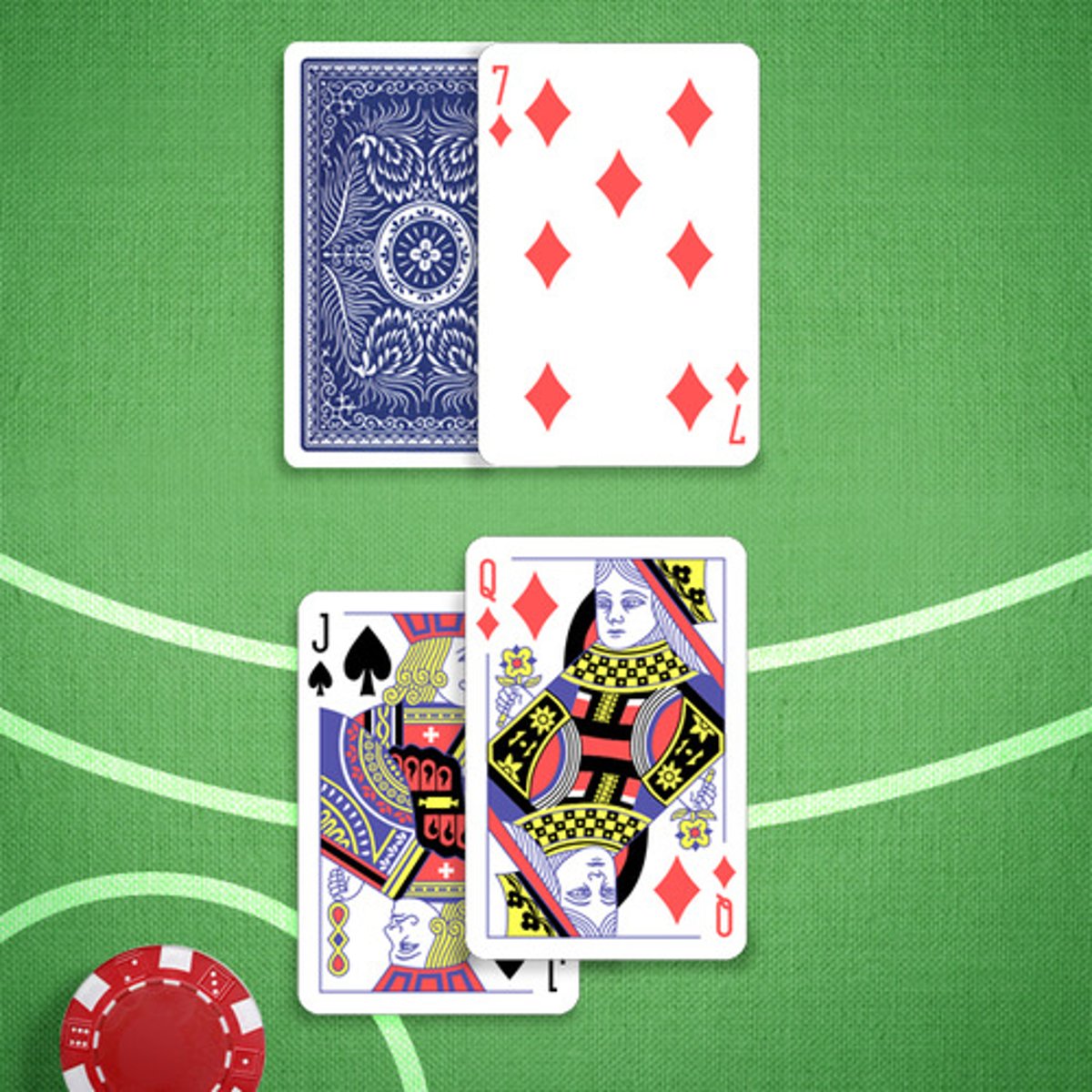 <p>You: 10,10</p><p>Dealer's Upcard: 7</p>