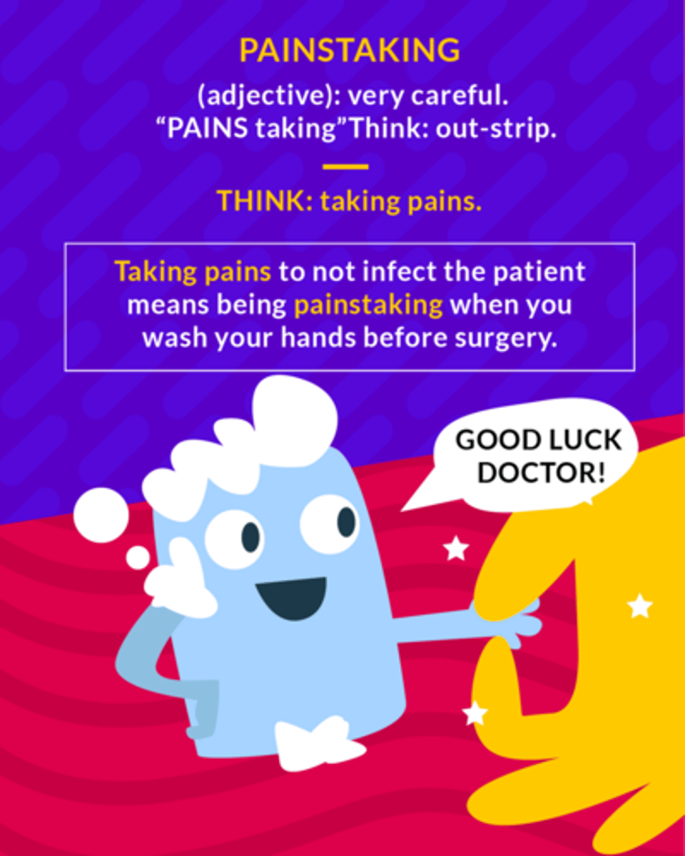 <p>very thorough; careful</p><p>(adj.) very careful</p>