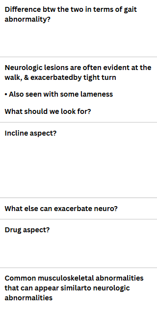 <p>Differentiating between lameness &amp; neurologic abnormalities</p>