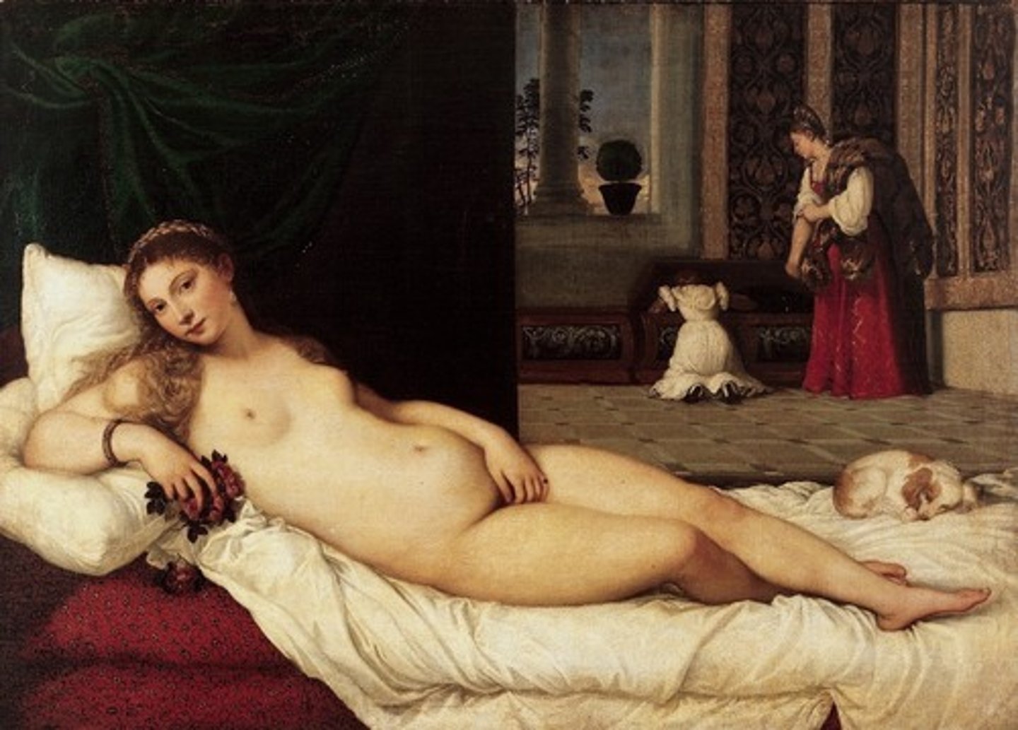 <p>Artist: Titian</p><p>Location: Uffizi</p><p>Medium: Oil on canvas</p><p>Patron: n/a</p><p>Important Info:</p><p>Who conceived the pose of the reclining nude? Giorgione (Sleeping Venus)</p>
