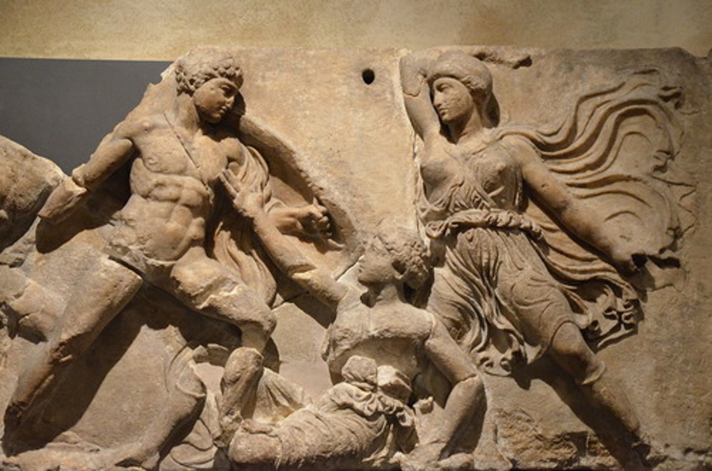 <p>Achilles/Greeks:</p><p>Achilles depicted as towering nude over an Amazon, she is supplicating.</p><p>Pulling an amazons hair, using her femininity against her. Social order restoration.</p><p>Catharsis (release of tension). The tension is their fear of the Amazons and the relief is that a heroic man defeats him. A Greek on the right is defeated by an Amazon.</p><p>Orientalist view that women have too much power.</p><p>Amazons:</p><p>Hair being pulled, as mentioned above.</p><p>Penthesilea (and others) dress is flowy and thin to accentuate body - a tool used to erotise - restoration of social order on women was supposed to be exciting.</p>