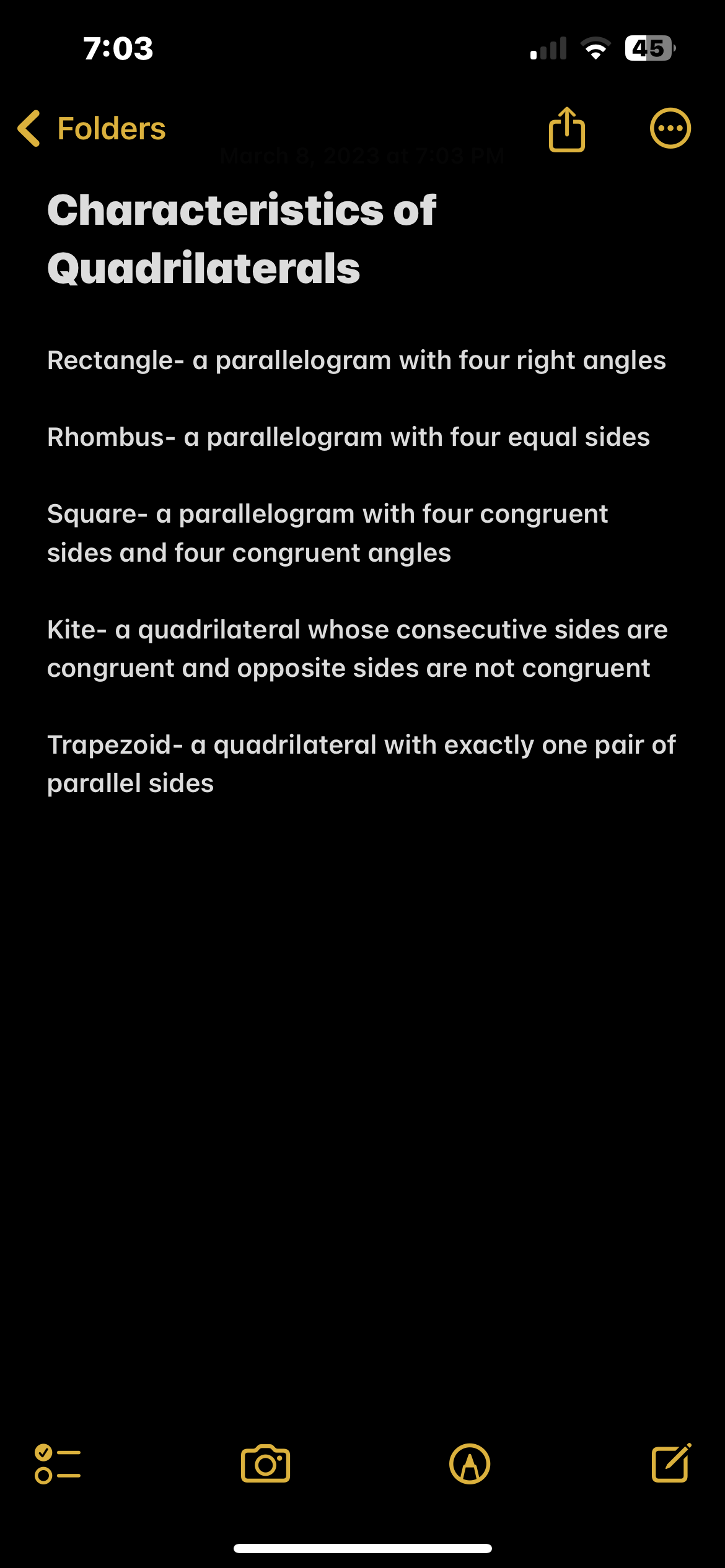 Characteristics Of Quadrilaterals
