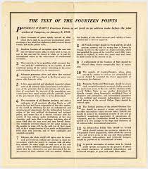 <p>Woodrow Wilson's plan for peace after WWI, called for self-determination, open diplomacy, disarmament, and the League of Nations.</p>