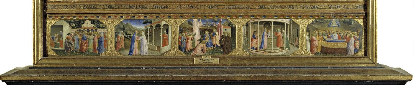 <p>Fra Angelico</p><p>Témpera y oro sobre tabla</p><p>1425-1428</p><p><em>La Anunciación</em></p>