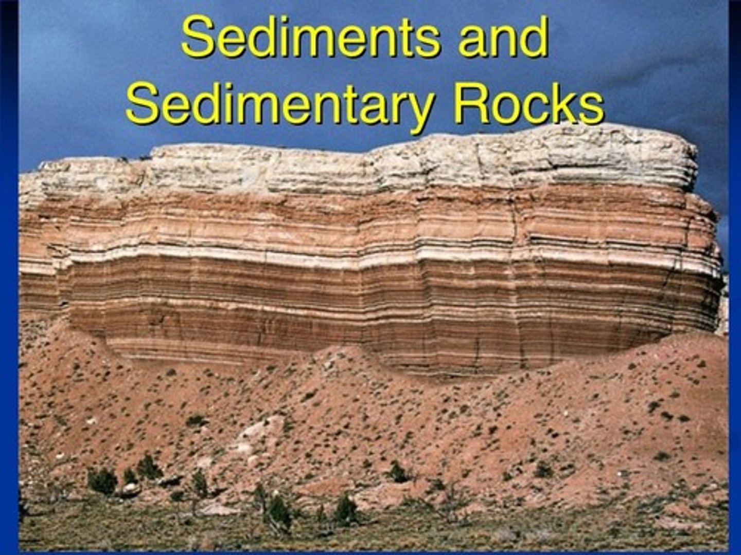 <p>rock that forms when sediments such as muds, sands, or gravels are compressed by overlying sediments.</p>