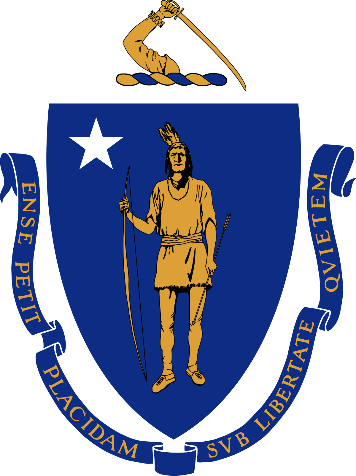 <p>sword (NB: Mass. motto/seal - ense petit placidam sub libertate quietam - she seeks a quiet peace under liberty with a sword)</p>
