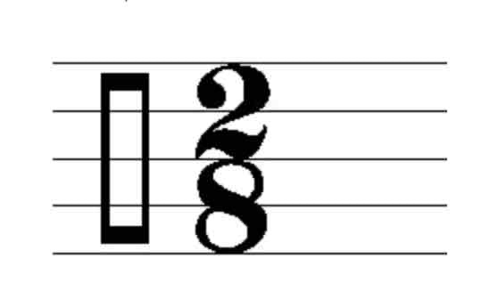 <p>the meter signature below denotes ___ beats per measure and the __ note represents the length of one beat. Use standard american terminology (dotted half note)</p>