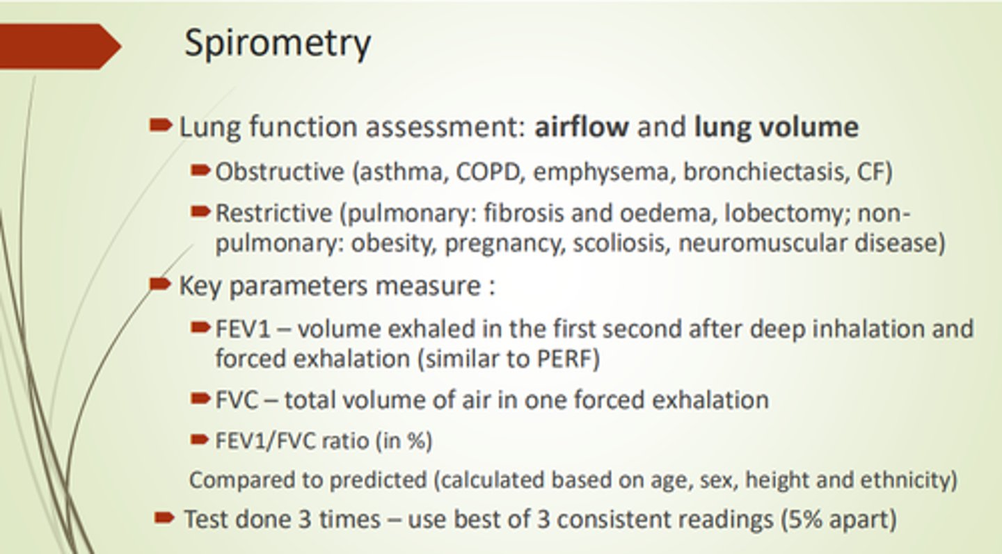 <p>Airflow and lung volume.</p>