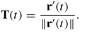 <p>derivative of vector parametrization divided by the magnitude of the derivative of the vector parametrization</p>