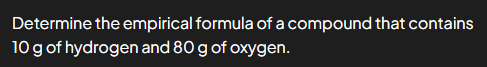 <p><em>(Atomic mass for Hydrogen = 1) (Atomic mass for Oxygen = 16)</em></p>