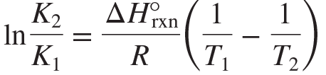 <p>An equation for calculating the change in equilibrium constant that occurs with a change in temperature</p>