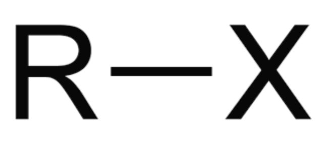 <p>R-X (X=halogen, R=carbon chain)</p>