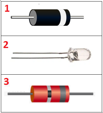 <ol><li><p>Diode</p></li><li><p>Light Emitting Diode (LED)</p></li><li><p>Zener Diode</p></li></ol><p></p>