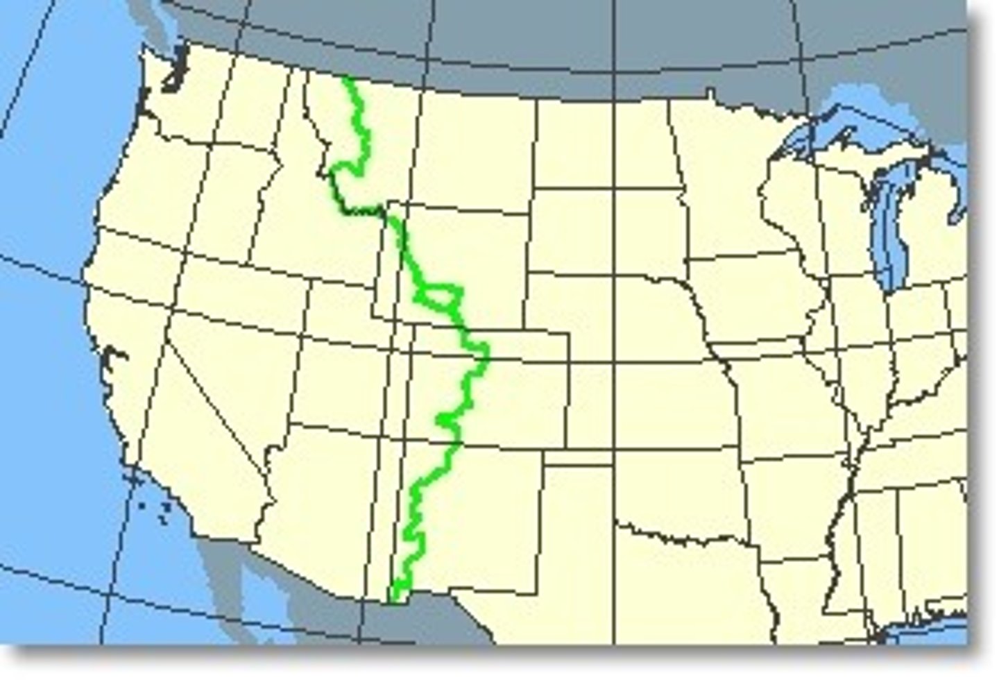 <p>a drainage divide on a continent such that the drainage basin on one side of the divide feeds into one ocean or sea, and the basin on the other side either feeds into a different ocean or sea, or else is endorheic, not connected to the open sea</p>