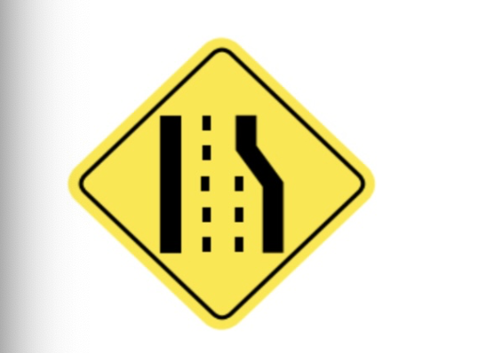 <p><span style="background-color: transparent;">a. Lane ends, loss of right lane</span></p>