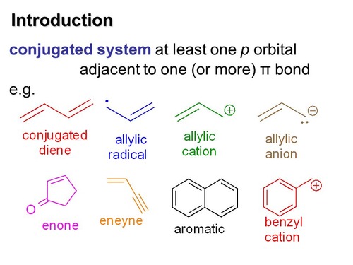 <p>there is a conjugated system present</p>