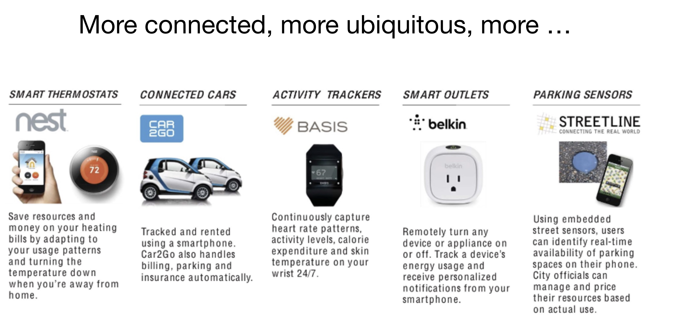 <ul><li><p><span style="background-color: transparent; font-family: &quot;Helvetica Neue&quot;, sans-serif;"><strong><span>Low-power embedded systems</span></strong></span></p><ul><li><p><span style="background-color: transparent; font-family: &quot;Helvetica Neue&quot;, sans-serif;"><span>“always on” (or asleep) but need high performance</span></span></p></li></ul></li><li><p><span style="background-color: transparent; font-family: &quot;Helvetica Neue&quot;, sans-serif;"><strong><span>Cloud computing&nbsp;</span></strong></span></p><ul><li><p><span style="background-color: transparent; font-family: &quot;Helvetica Neue&quot;, sans-serif;"><span>Data collected across the network can’t all be stored and processed on local devices</span></span></p></li></ul></li><li><p><span style="background-color: transparent; font-family: &quot;Helvetica Neue&quot;, sans-serif;"><strong><span>Management of big data&nbsp;</span></strong></span></p><ul><li><p><span style="background-color: transparent; font-family: &quot;Helvetica Neue&quot;, sans-serif;"><span>Interpreting and acting on massive influx of data</span></span></p></li></ul></li><li><p><span style="background-color: transparent; font-family: &quot;Helvetica Neue&quot;, sans-serif;"><strong><span>Network connection&nbsp;</span></strong></span></p><ul><li><p><span style="background-color: transparent; font-family: &quot;Helvetica Neue&quot;, sans-serif;"><span>Networked objects have an IP address</span></span></p></li></ul></li></ul><p></p>