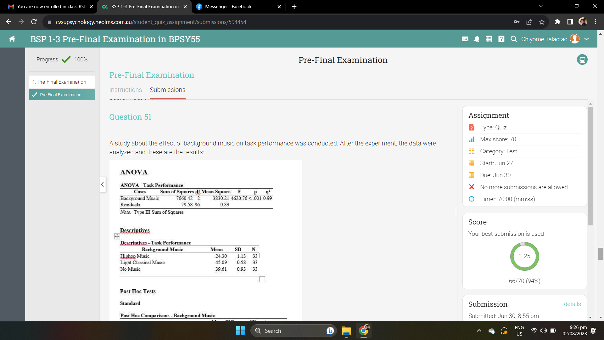   

A study about the effect of background music on task performance was conducted. After the experiment, the data were analyzed and these are the results:

  

Based on the results, what can you conclude about this study?