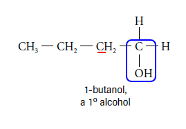 <p>Hydroxyl group is bonded to terminal carbon; carbon is attached to only one alkyl chain</p>