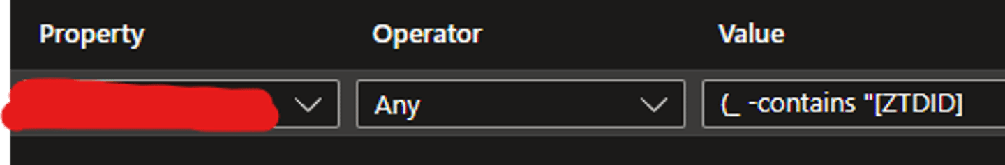 <p>To add a newly Autopilot registered device to a dynamic device group you have to set the dynamic membership rule.</p><p>What needs to be set as the property in the picture?</p>