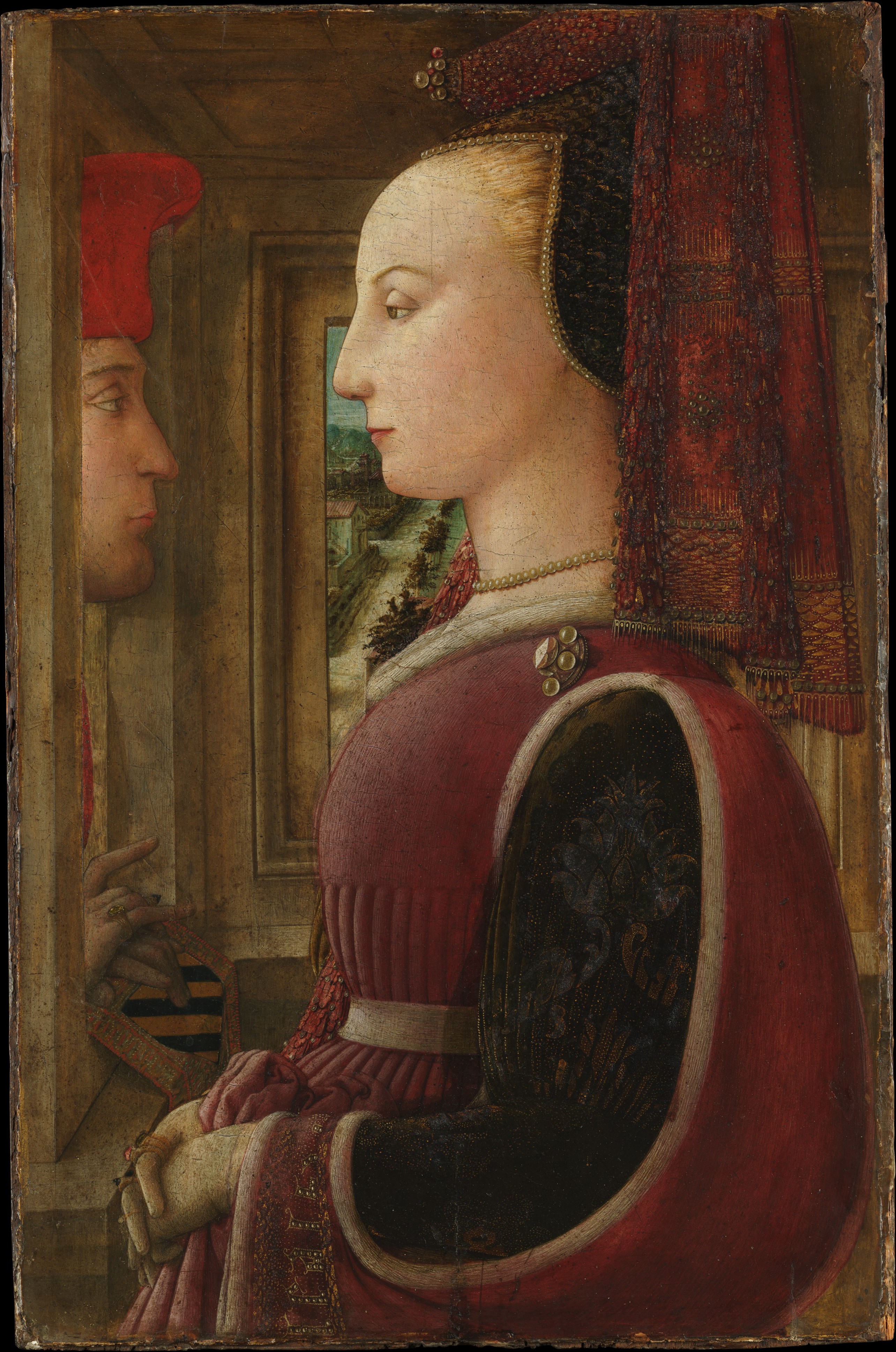 <p>What is used to represent the man in this painting?</p>