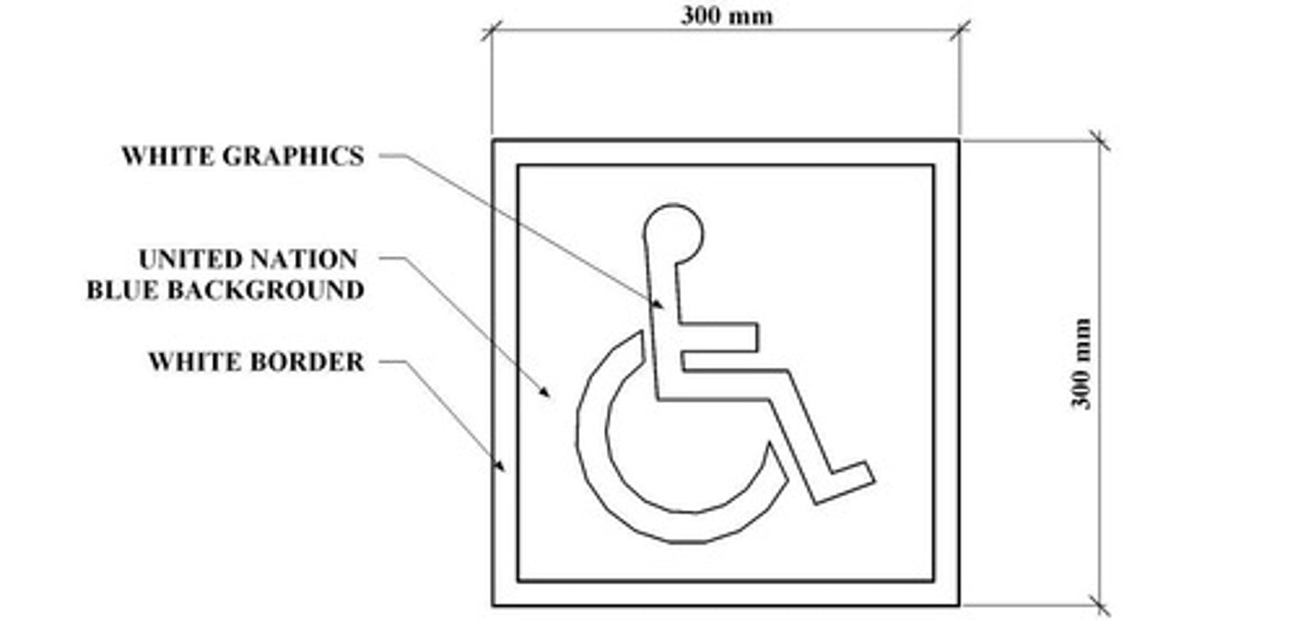 <p>White wheelchair symbol on UN Blue background.</p>