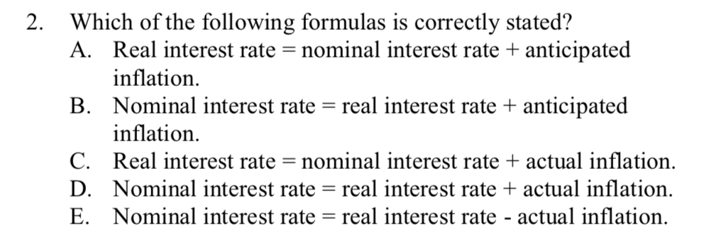 <p>which of the following formulas is correctly stated?</p>