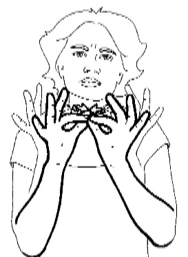 Bring both hands in the "F" shape
together twice, touching them at
the thumbs and index fingers