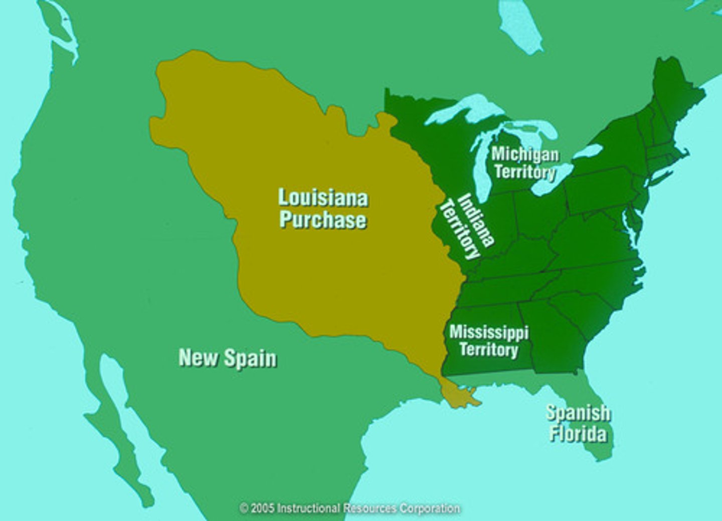 <p>1803 purchase of the Louisiana territory from France. Made by Jefferson, this doubled the size of the US.</p>