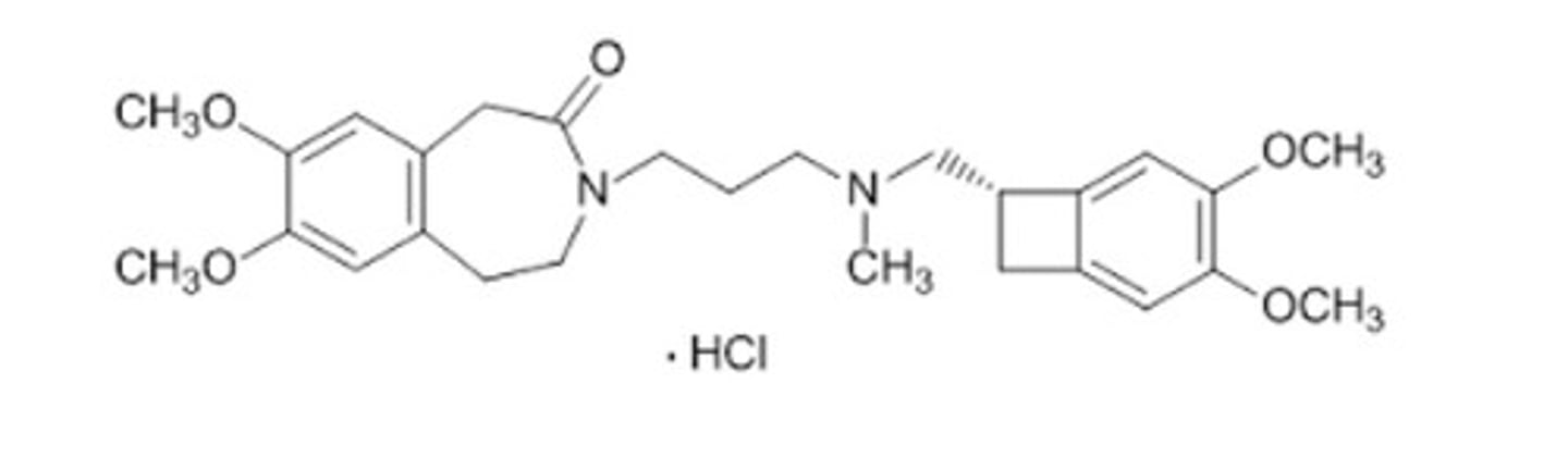 <p>Looks like geometry dash with a block, and metabolized on the plain nitrogen (CH3 to simple hydrogen) into des methyl version that contributes to efficacy</p><p>Good F, and need to dose 2x a day cause 6 hrs t1/2</p><p>metabolized in kidney and liver</p><p>Is Corlanor</p>
