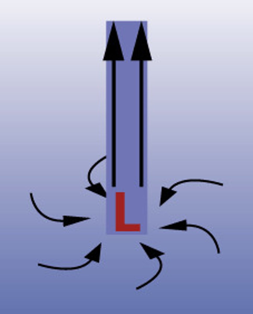 <p>is where warm air rises usually bringing wet, stormy weather.</p>