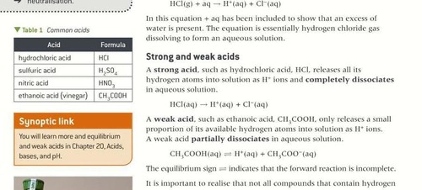 <p>Completely dissociates in aqueous solution.</p>