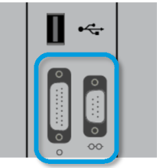 <p>Describe what piece of equipment has the following connection ports, and describe what connects/what information is transmitted</p>