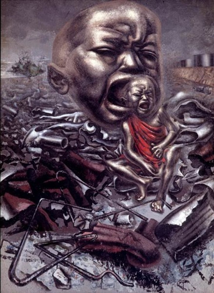 <p>Suffering<br>Images popping out of the wall, canvas</p>