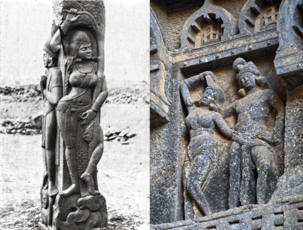<p>male and female figures of fertility in Buddhist and Hindu art</p>