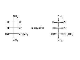 <p>A two-dimensional representation of a three-dimensional organic molecule, where the horizontal lines represent bonds that project out of the plane, and vertical lines represent bonds that project into the plane. </p>