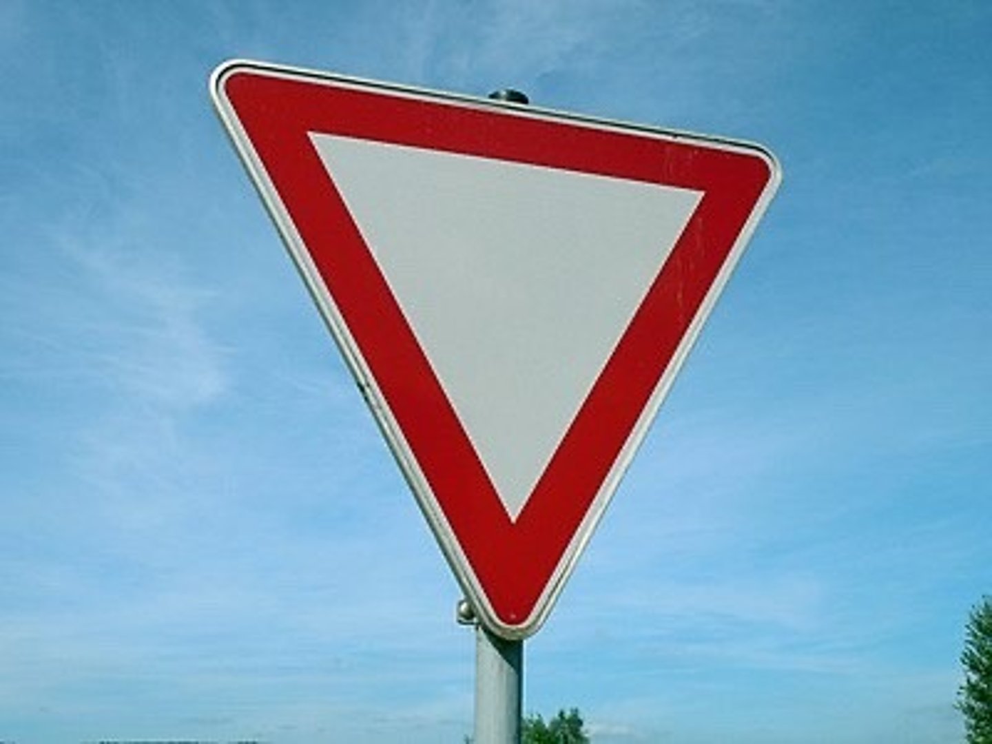 <p>A yield sign( usually an upside down triangle)</p>