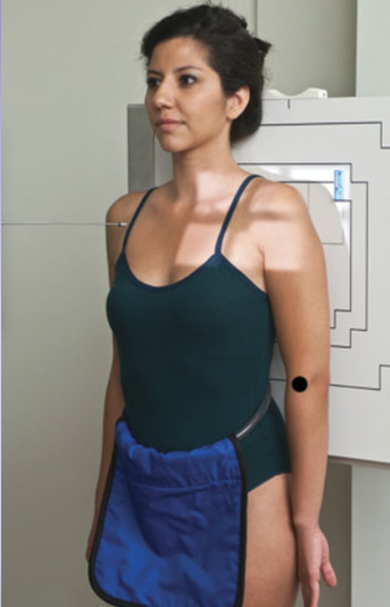 <p>used to see the relationship of the humeral head to glenoid fossa, lesser tubercle in profile on medial humerus, greater tubercle superimposed over humerus</p>