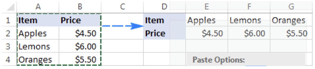 <p>Which paste option is used in the image below?</p>