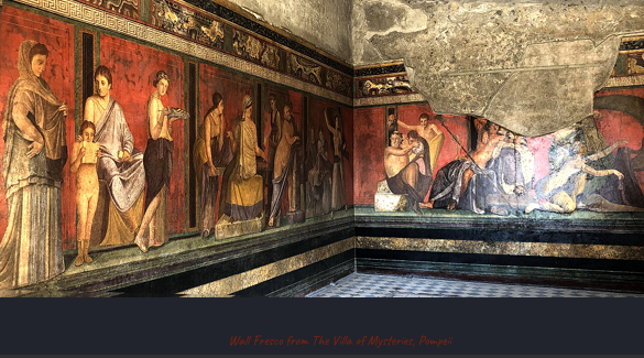 <p>Oldest style: geometric colorful paintings on sculpture; try to mimic stone slabs/marble panels ex. Herod’s Lower Palace, Masada, Israel</p><p>2nd style: middle style, more architectural, ex. Pompeii 20-79 AD</p><p>3rd style: depicts scenes and more realism, ex. Wall Fresco from the Villa of Mysteries, Pompeii</p>