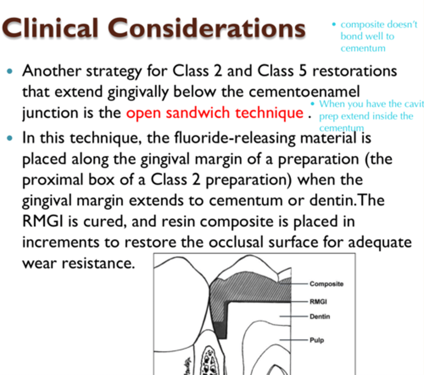 <p>Review Open sandwich technique</p>