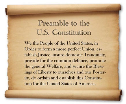 <p><strong>Introduces the Constitution and outlines its major goals</strong>, including establishing justice and ensuring domestic tranquility.</p>