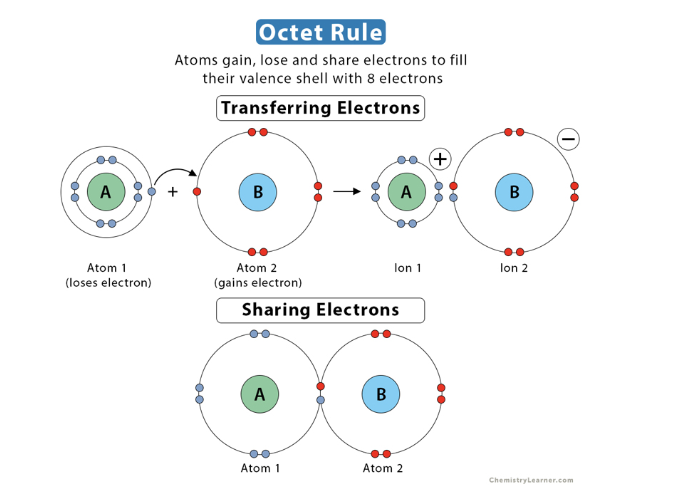 figure it out bitch, Atoms will transfer or share e- to fill their valence shells.